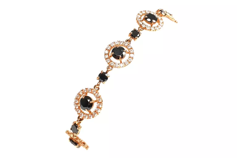 zlota-bransoletka-947-g-pr-585-czarne-kamienie-cyrkonia-175-cm-zelazna-67-warszawa