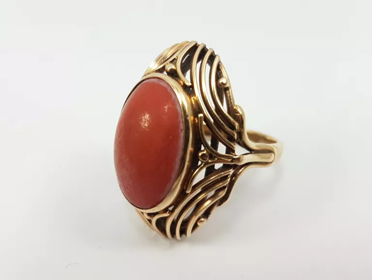 piekny-zloty-pierscionek-z-koralem-585-836g-r11-stan-uzywany