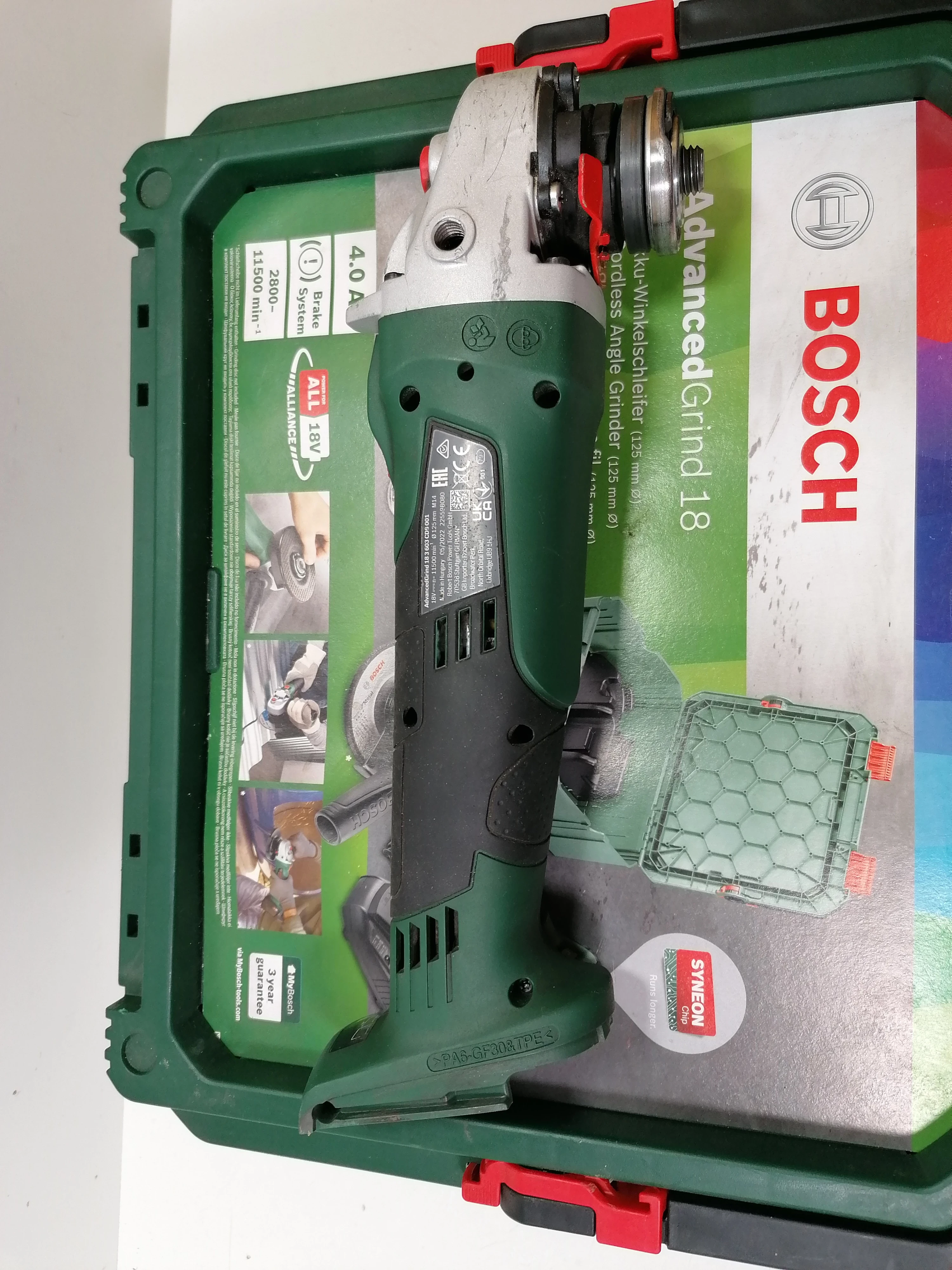 SZLIFIERKA KĄTOWA BOSCH ADVANCEDGRIND 18 WALIZKA | Szlifierki | Loombard.pl