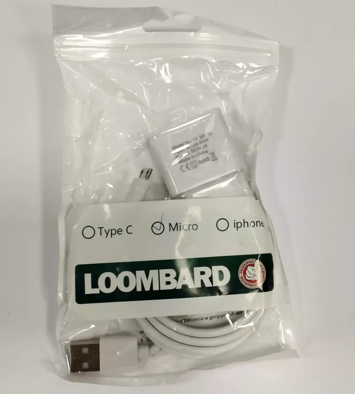 ŁADOWARKA MICRO USB LOOMBARD 2A