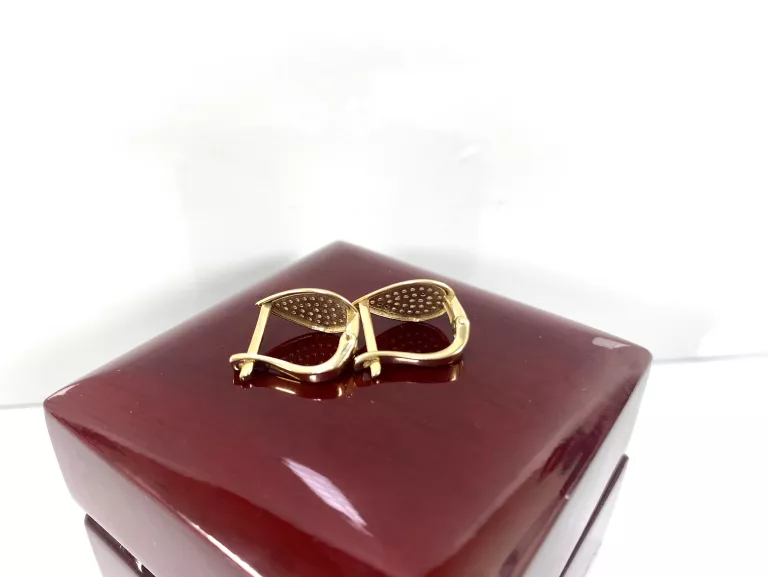 ZŁOTE KOLCZYKI KROPLA CYRKONIE 585 2,58G ANGIELSKI