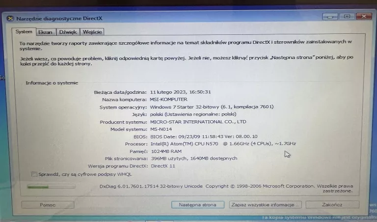 LAPTOP MSI U135DX