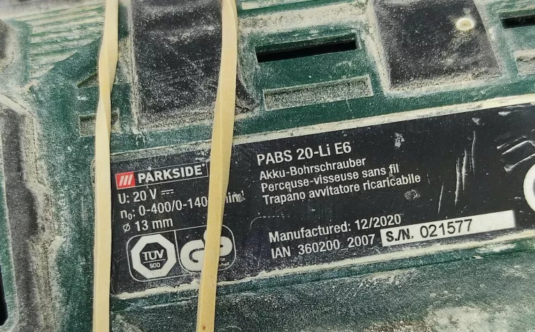 PARKSIDE WIERTARKO-WKRĘTARKA PABS 20-LI-E6, 20 V