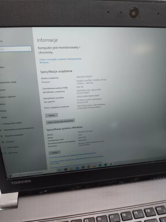 LAPTOP TOSHIBA I7 - 6500U 8GBRAM 240GB