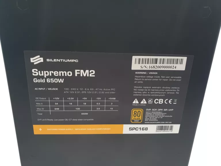 ZASILACZ SILENTIUMPC SUPREMO FM2 GOLD 650W GW