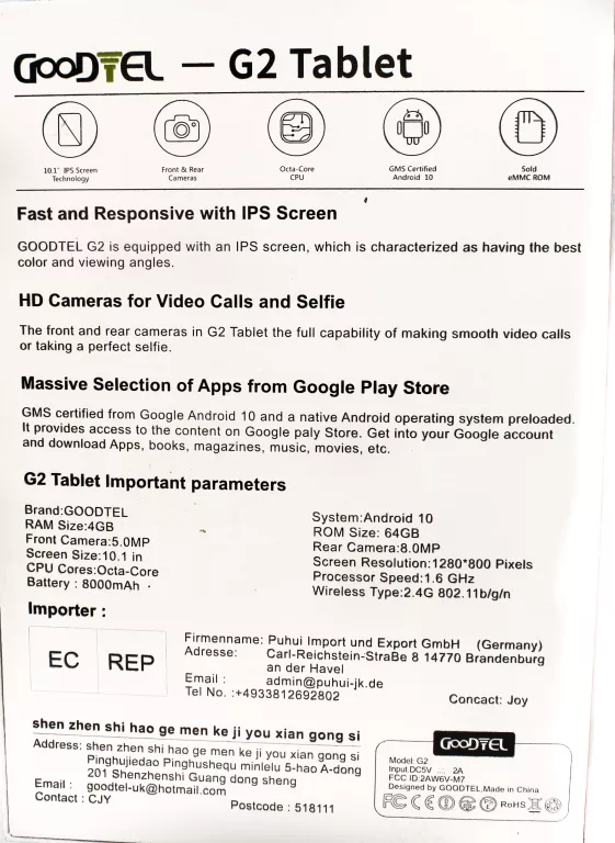 TABLET GOODTEL G2 KOMPLET