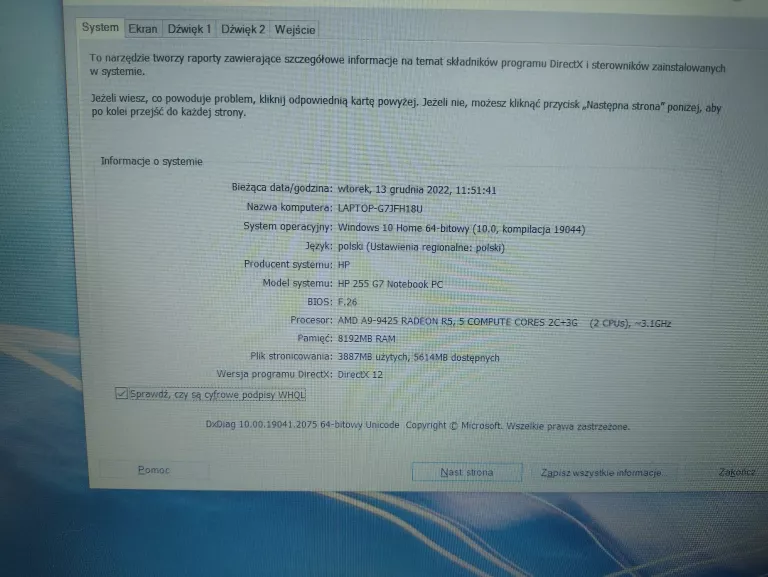 LAPTOP HP 255 G7 AMD A9-9425/8GB ZAS