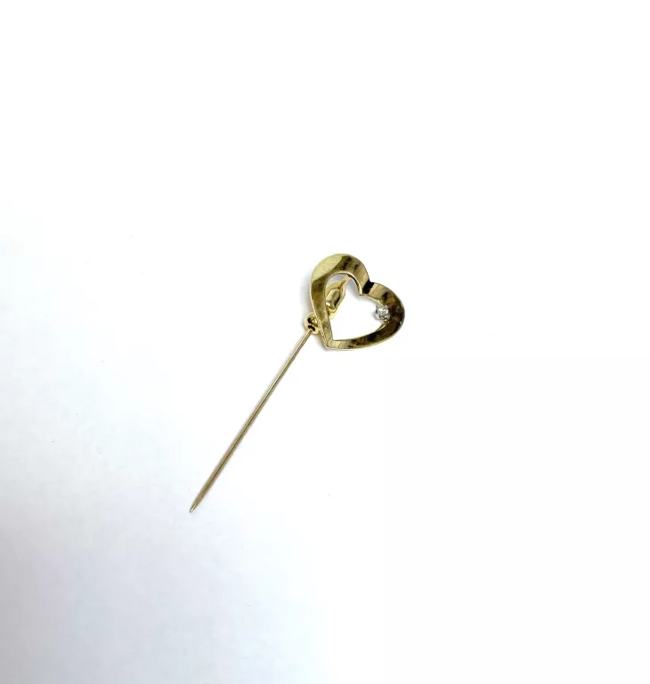 ZŁOTA BROSZKA SERDUSZKO Z DIAMENTEM / 18KT