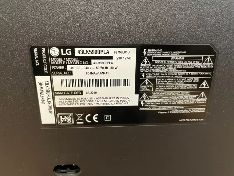 TV LG 43LK5900PLA 43'' LED SMART TV CZYTAJ OPIS