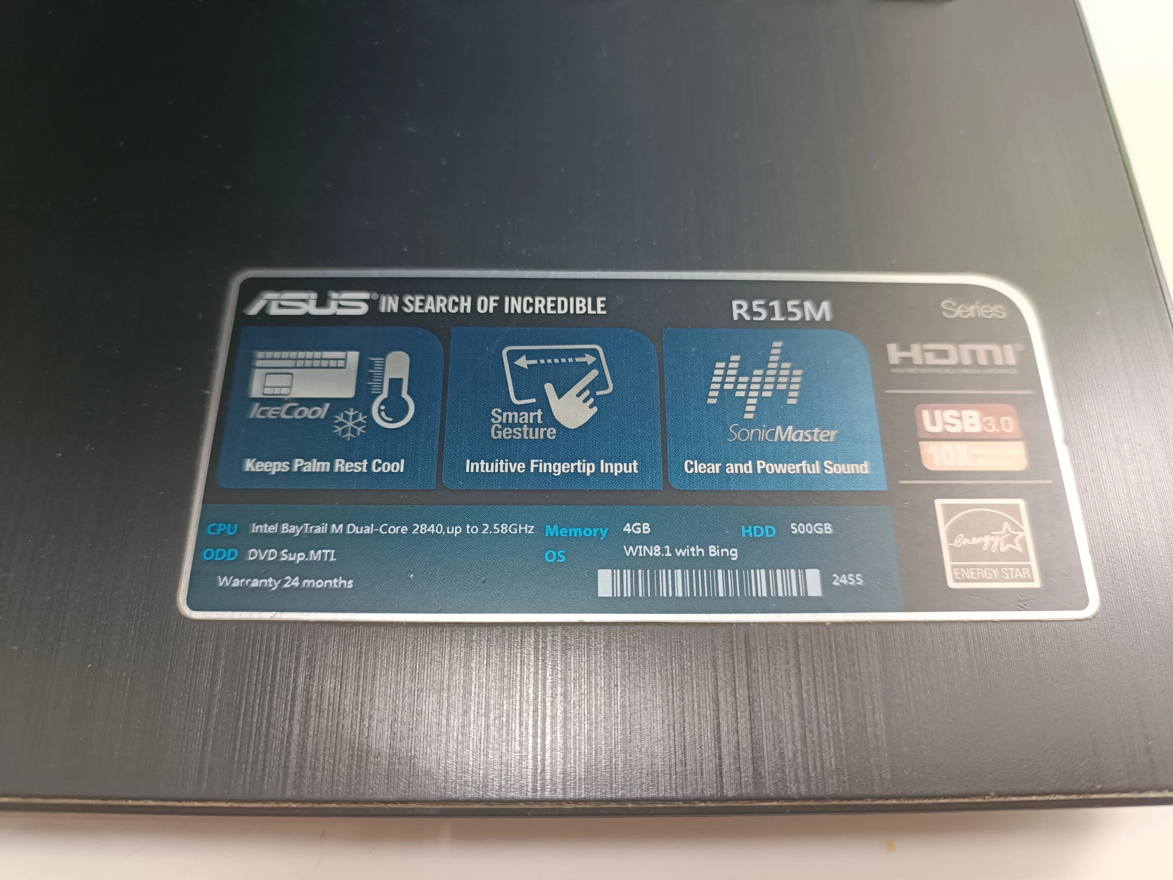LAPTOP ASUS R515M 4GB 500GB HDD