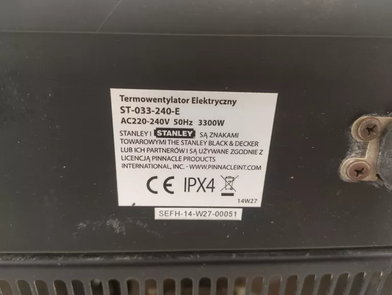 NAGRZEWNICA ELEKTRYCZNA 3.3KW STANLEY ST033240E