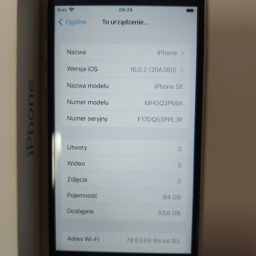 telefon-iphone-se-pudelko-faktura-stan-uzywany