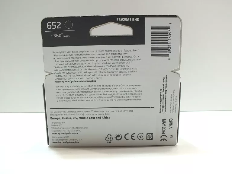 TUSZ HP 652 F6V25AE CZARNY