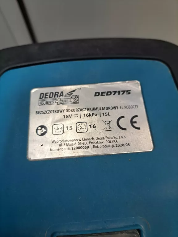 ODKURZACZ WARSZTATOWY AKU DEDRA DED7175 PUDEŁKO