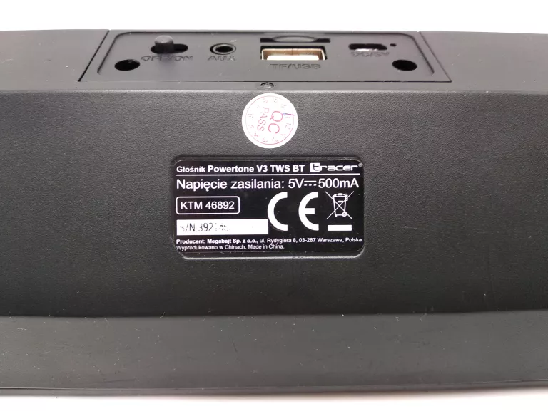 GŁOŚNIK PRZENOŚNY TRACER POWERTONE V3 CZARNY