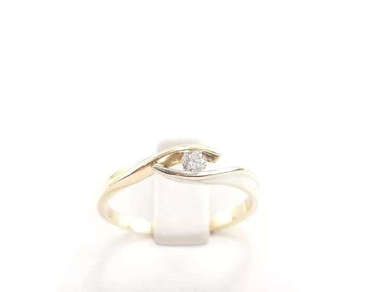 ZŁOTY PIERŚCIONEK 585 Z BRYLANTEM 0.08CT ROZMIAR 12 CERTYFIKAT DIAMENT