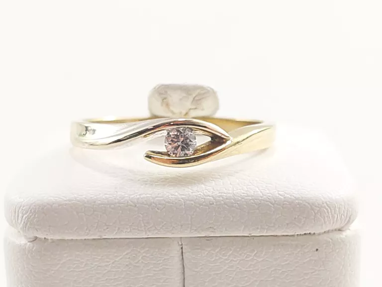 ZŁOTY PIERŚCIONEK 585 Z BRYLANTEM 0.08CT ROZMIAR 12 CERTYFIKAT DIAMENT