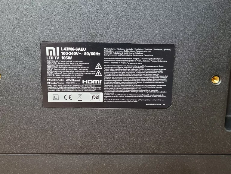 TV XIAOMI MI TV P1 L43M6-6AEU DVB-T2!