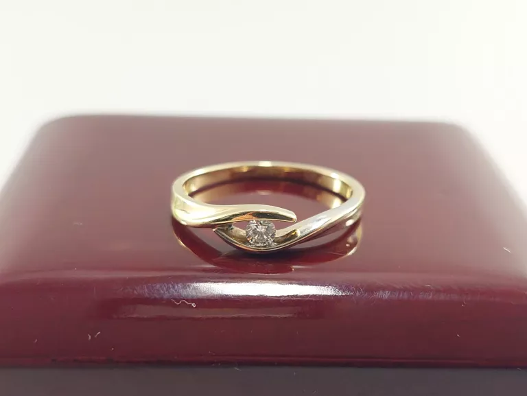 ZŁOTY PIERŚCIONEK 585 Z BRYLANTEM 0.08CT ROZMIAR 12 CERTYFIKAT DIAMENT