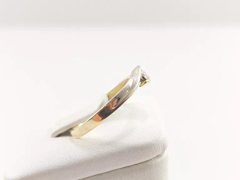 ZŁOTY PIERŚCIONEK 585 Z BRYLANTEM 0.08CT ROZMIAR 12 CERTYFIKAT DIAMENT