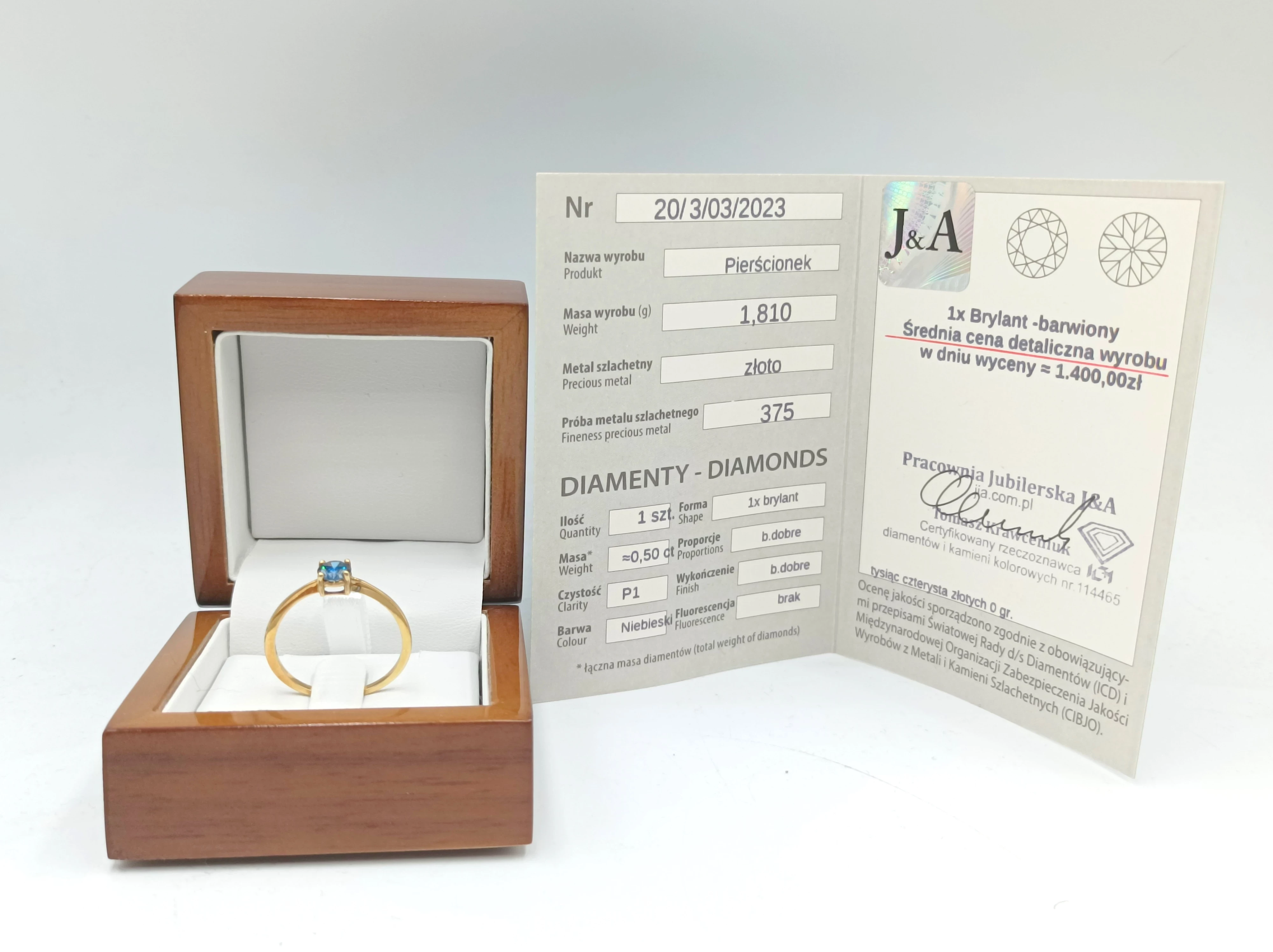 zloty-pierscionek-375-z-niebieskim-diamentem-brylant-05ct-rozmiar-22-9k-3-maja-48-poznan-ska-x
