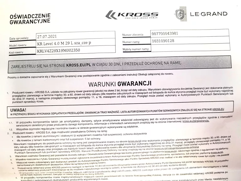 ROWER MTB KROSS LEVEL 4.0 SZARY RAMA 19 CALI