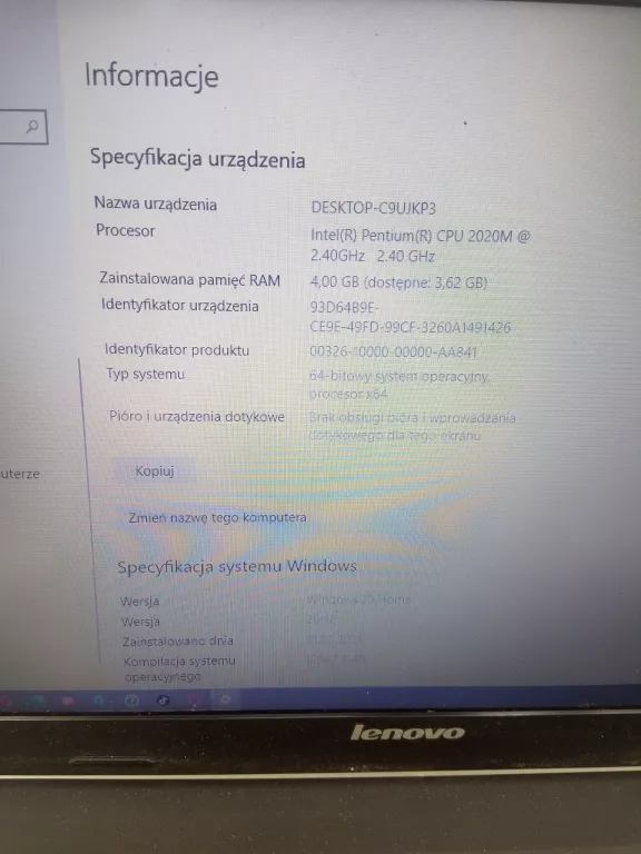 LAPTOP LENOVO B590 PENTIUM 2020M 4/222GB WIN10H