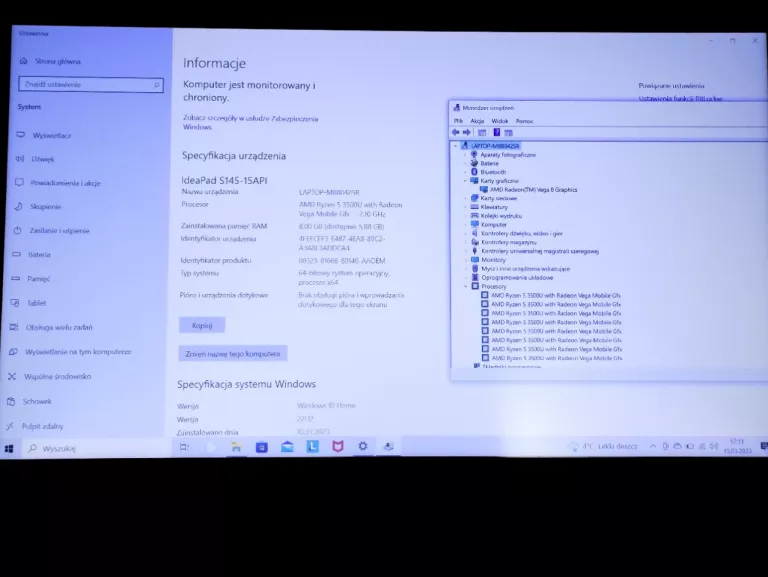 LAPTOP LENOVO IDEAPAD S145-15API RYZEN5/8GB/250GB