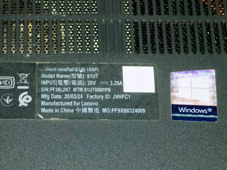 LAPTOP LENOVO IDEAPAD S145-15API RYZEN5/8GB/250GB