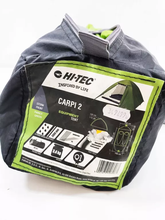 NAMIOT 2 OSOBOWY HI-TEC ZIELONO-CZARNY - TORBA