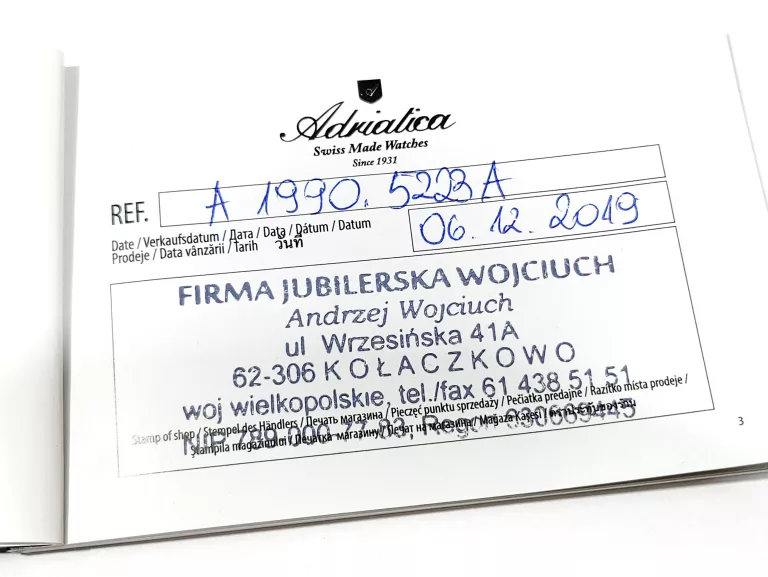 ZEGAREK ADRIATICA PREMIERE AUTOMATIC LIMITED EDIT