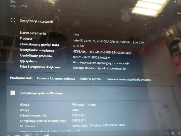 LAPTOP DELL TTYFJ A00 DOTYKOWY EKRAN