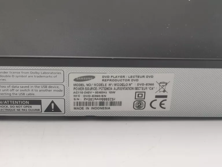 ODTWARZACZ DVD SAMSUNG DVD-E360 /PUDEŁKO