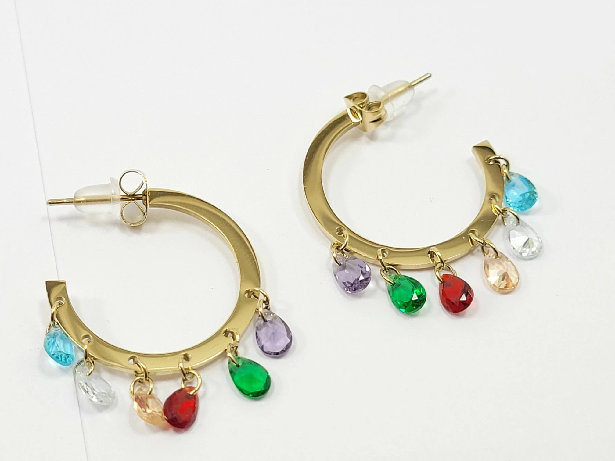 kolczyki-stal-pozlacana-kolorowe-lezki-na-kole-szt-rodzaj-2205-2