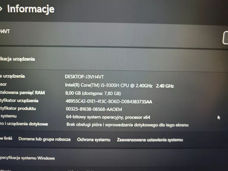 LAPTOP DELL G3 3590 I5-9300H/8GB RAM/500GB HDD