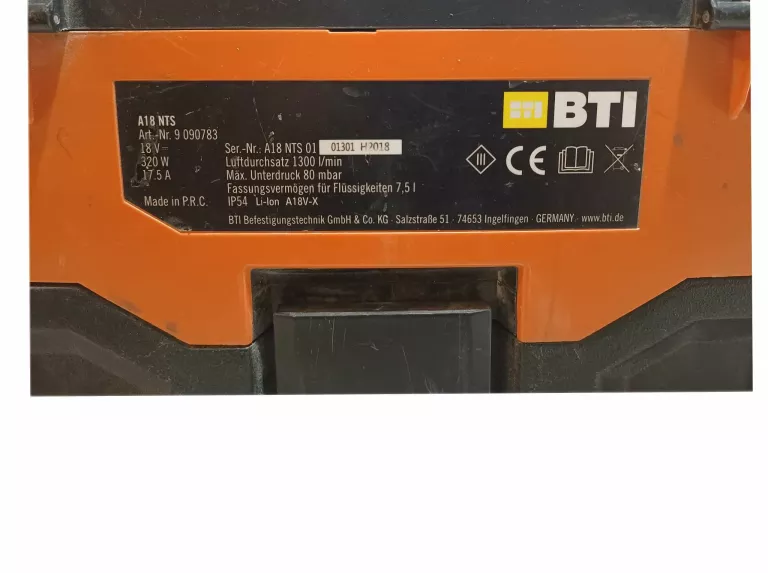 BTI ODKURZACZ MOBILNY A18 NTS + AKUMULATOR