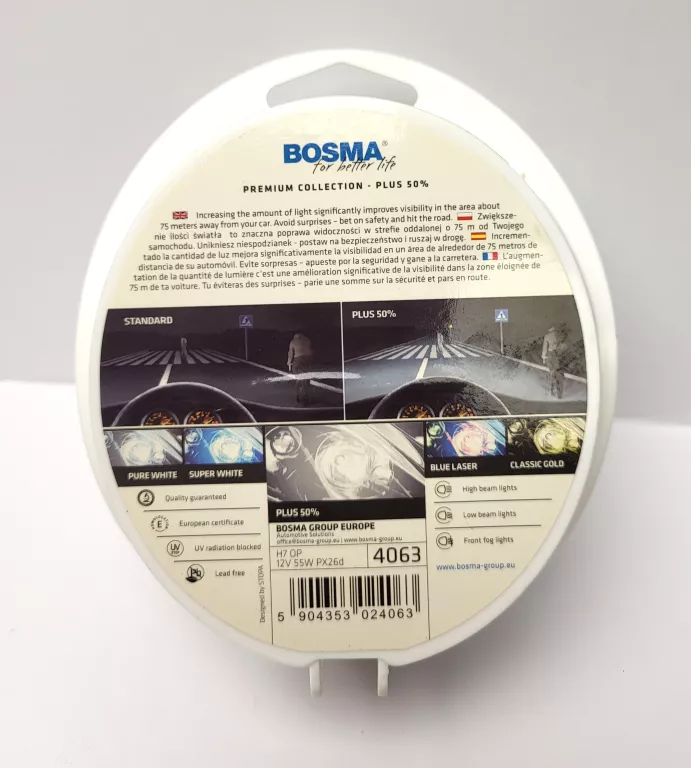 BOSMA ŻARÓWKI H7 PLUS 50% 12V 55W 2 SZT