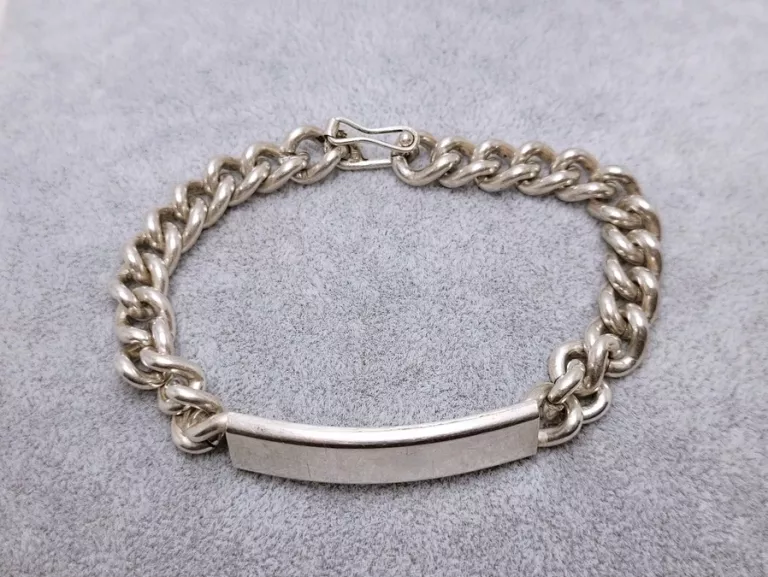 SREBRNA BRANSOLETA Z BLASZKĄ 37,81G PR.925 ROZ.19