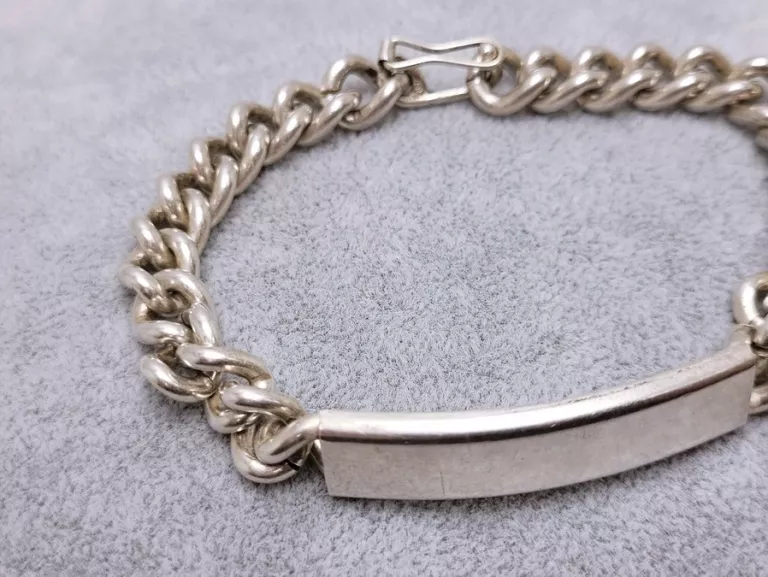 SREBRNA BRANSOLETA Z BLASZKĄ 37,81G PR.925 ROZ.19