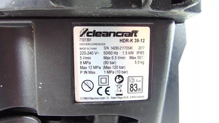 MYJKA CIŚNIENIOWA CLEANCRAFT HDR-K 39-12