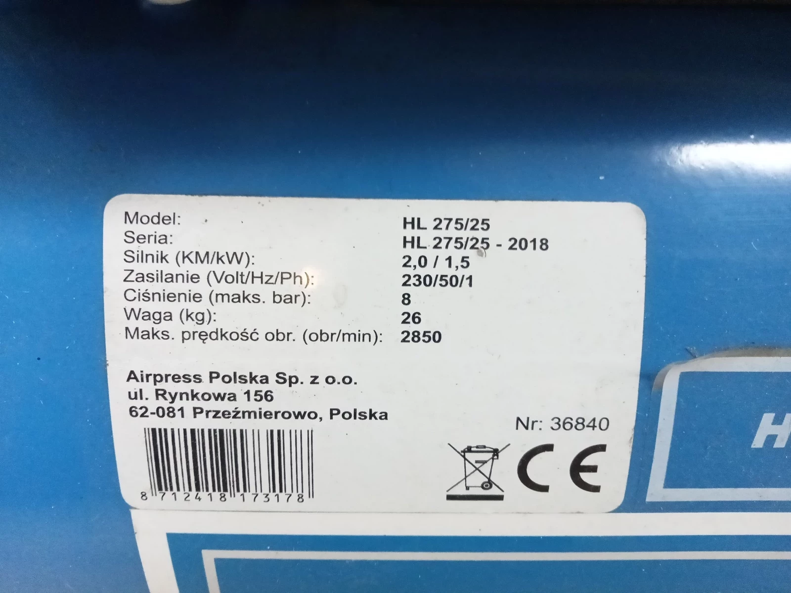 kompresor-tlokowy-specair-hl-275-25-ean-gtin-8712418173178