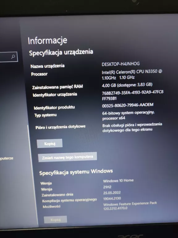 laptop-acer-aspire-es1-533-na-czesci-kod-producenta-brak