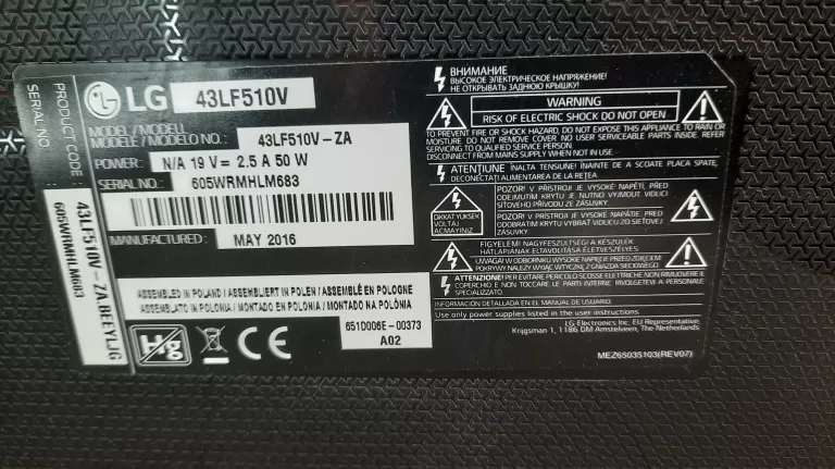 TELEWIZOR LG 43LF510V 43 CALE+ PILOT ZASILACZ