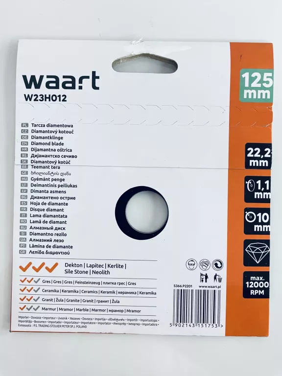WAART TARCZA DIAMENTOWA DO DEKTONU GRESU 125MM