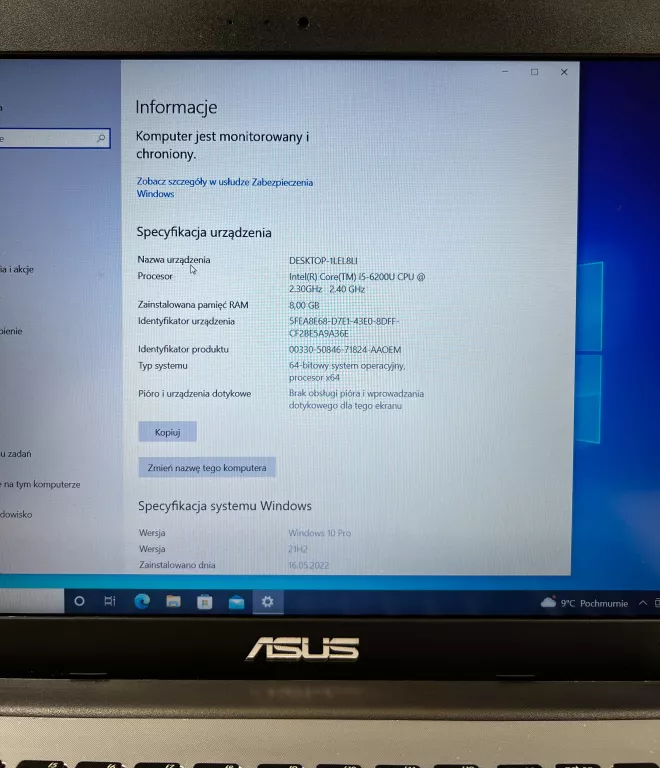 LAPTOP ASUS X555U WIN10PRO I5-6200U GEFORCE 940M