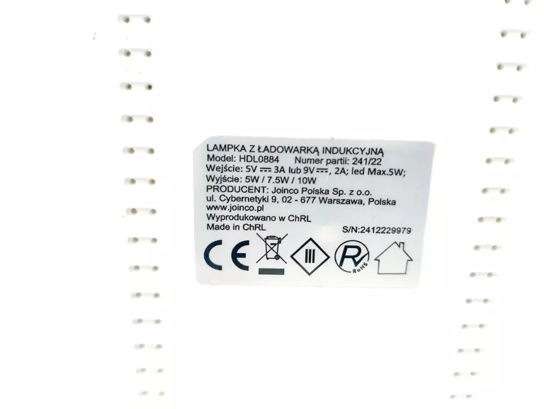 SMUKEE LAMPKA Z ŁADOWARKĄ INDUKCYJNĄ BIAŁA