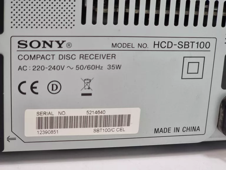 WIEŻA SONY HCD-SBT100 USB/BT/BAB+