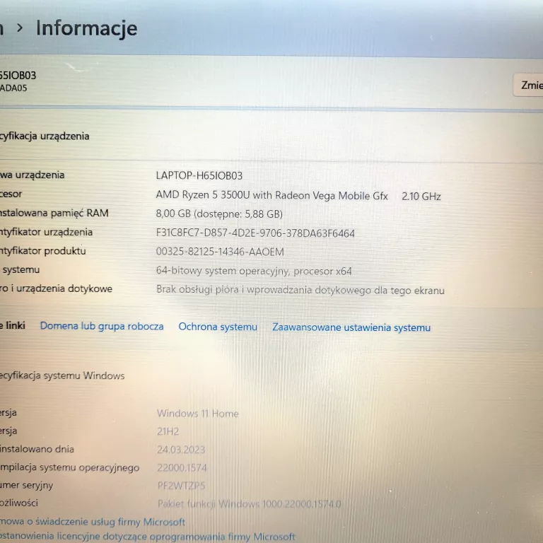 LAPTOP LENOVO IDEAPAD 3 RYZEN 5  8/512GB SSD