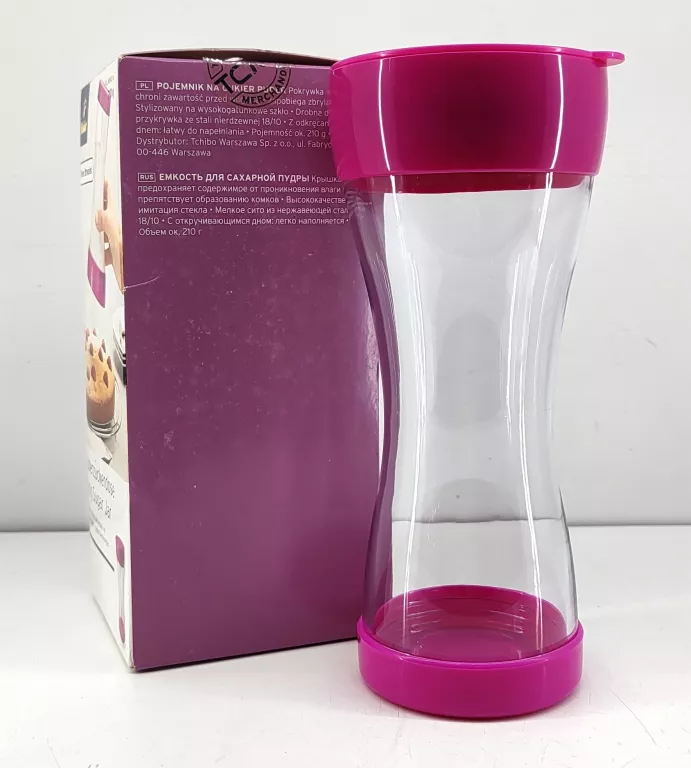POJEMNIK NA CUKIER PUDER Z SITKIEM TCHIBO 210G