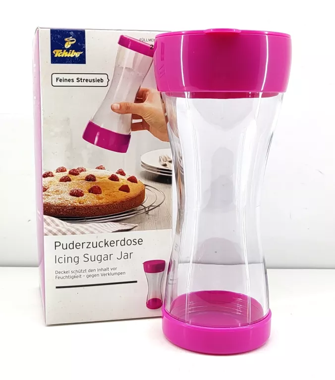 POJEMNIK NA CUKIER PUDER Z SITKIEM TCHIBO 210G